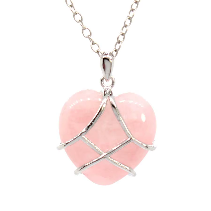 Natürliche Rosenquarz Kristall Herz Form Stein Anhänger Halskette Für Frauen Exquisite Opalite Opal Anhänger