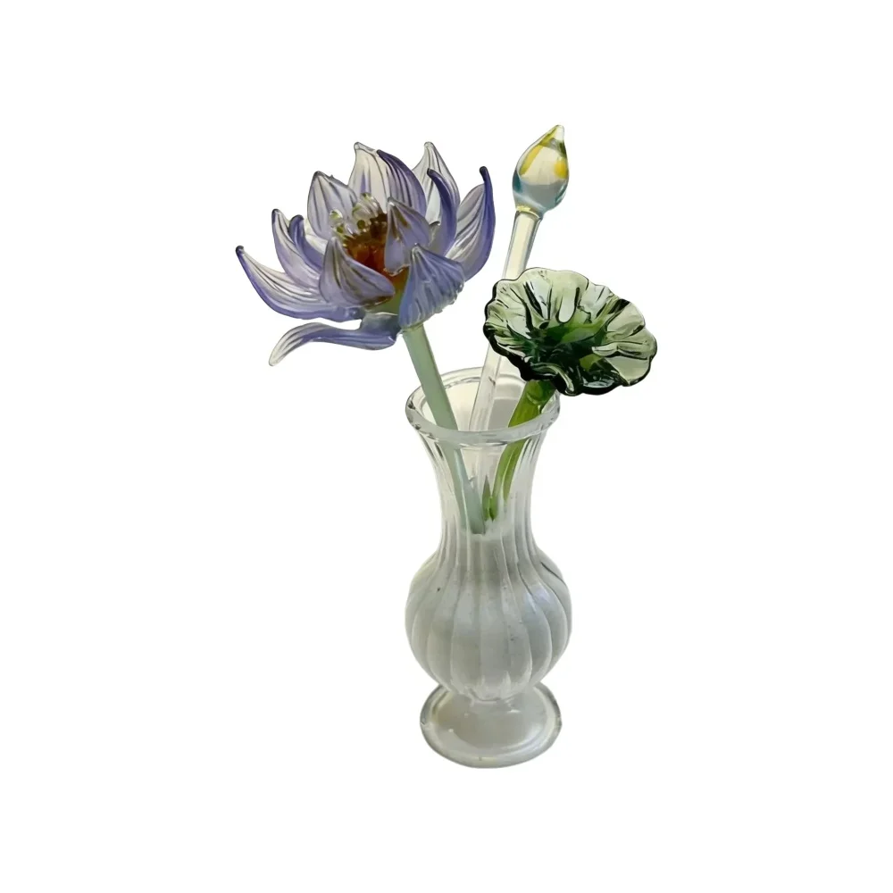 Mini-Glas-Lotusblumen-Dekoration | Glasierte Lotus-Dekoration, Schreibtisch-Ornament, Festtagsgeschenk