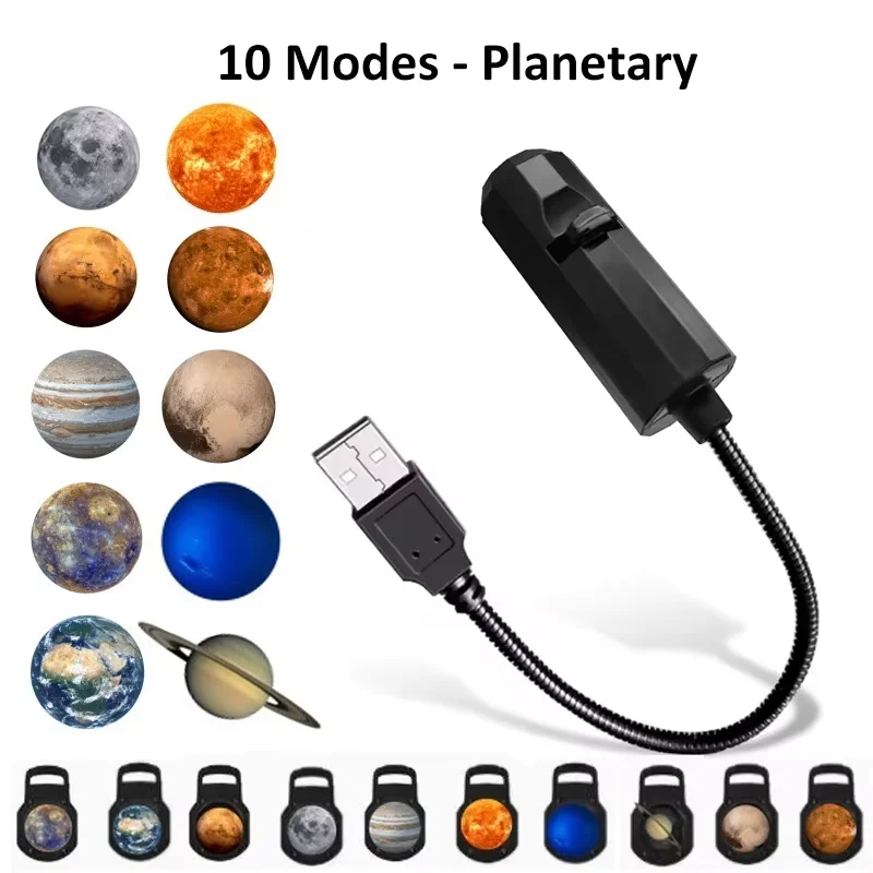 USB-Projektor-Licht Halloween-Mondlampe Weihnachts-Nachtlicht Drehbarer Szenenprojektor für Wand