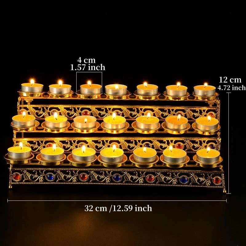 Tibetische Altäre, 21 Lampenfassung, Kerzenständer, Kerzenbecher aus eingelegter Edelsteinlegierung