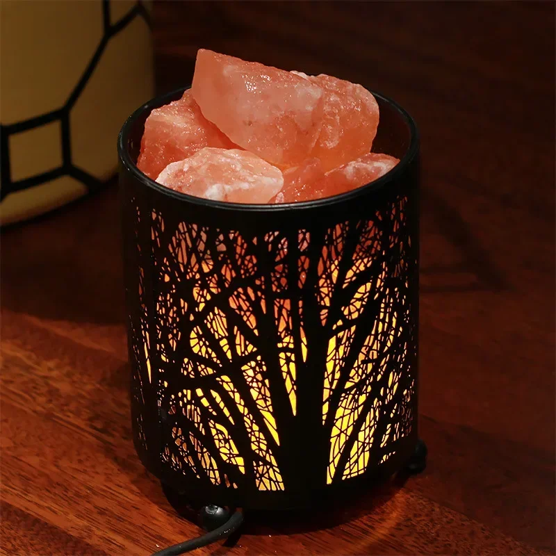 Natürliche Himalaya-Salzlampe, handgefertigt, Kristallsalz, Felsen, warmes Licht, Schlafzimmerdekoration