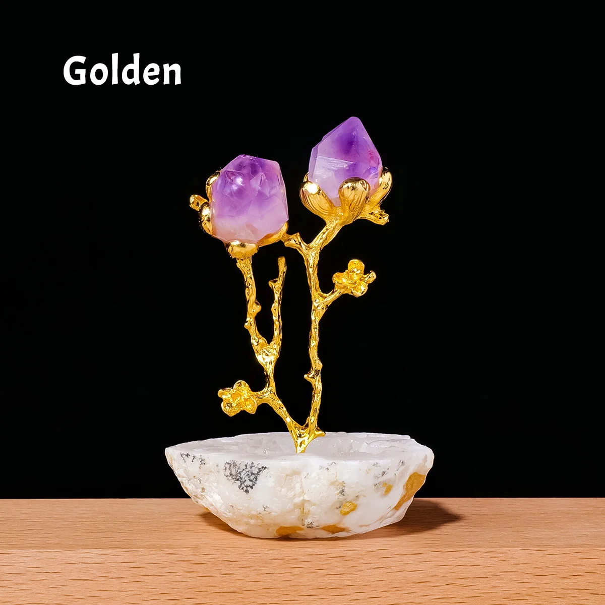 Natürlicher Kristall Handgefertigte Amethyst-Blume mit Achat-Geode-Basis, Wohndekor Ornament Handwerk