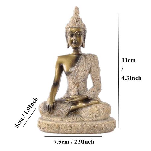 Südostasiatische Buddha-Figur, Kunstharz, Sandstein, sitzender Buddha, Handwerk, Zen, Meditation, Zuhause
