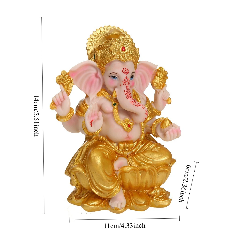 Ganesha-Statue aus Kunstharz, Hindu-Elefant, Gott der Weisheit und Erfolg, handgefertigte Heimaltar-Dekoration