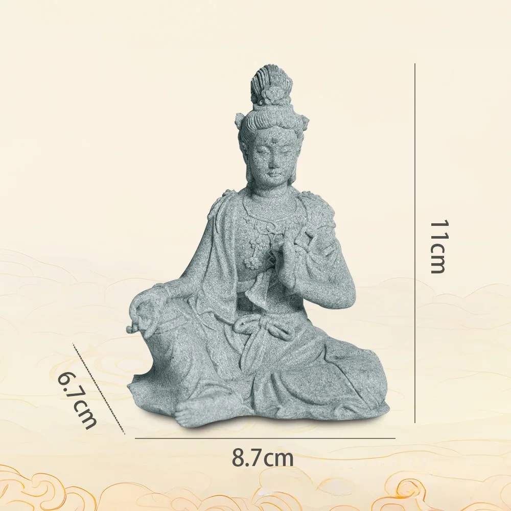 Miniatur Guan Yin Statue Buddha Figur Stein Meditieren Zen Fisch Aquarium Tank Desktop Kwan Yin Chinesische