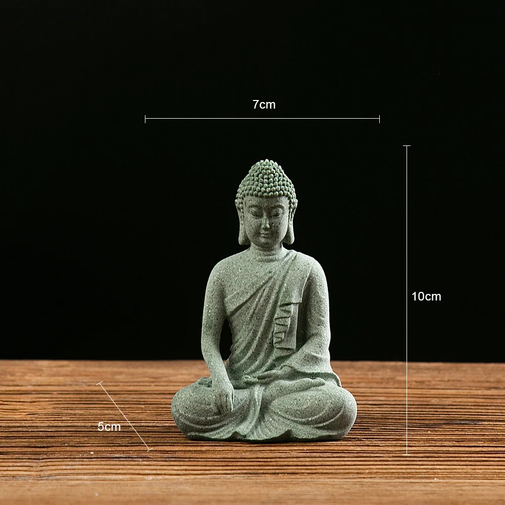 Mini Buddha-Statue aus Sandstein, Meditations-Buddha-Figur, Zen-Garten-Dekoration, Thai Buddha-Skulptur
