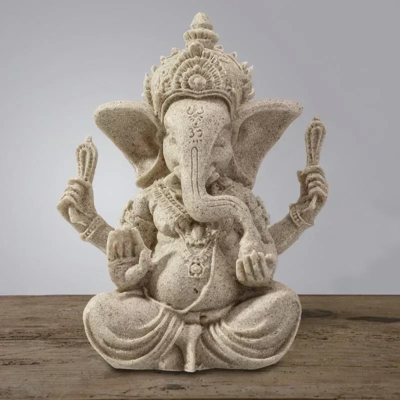 Handgefertigte Sandstein Ganesha Buddha Elefant Statue Skulptur Figur für Heimdekoration Wohnzimmer